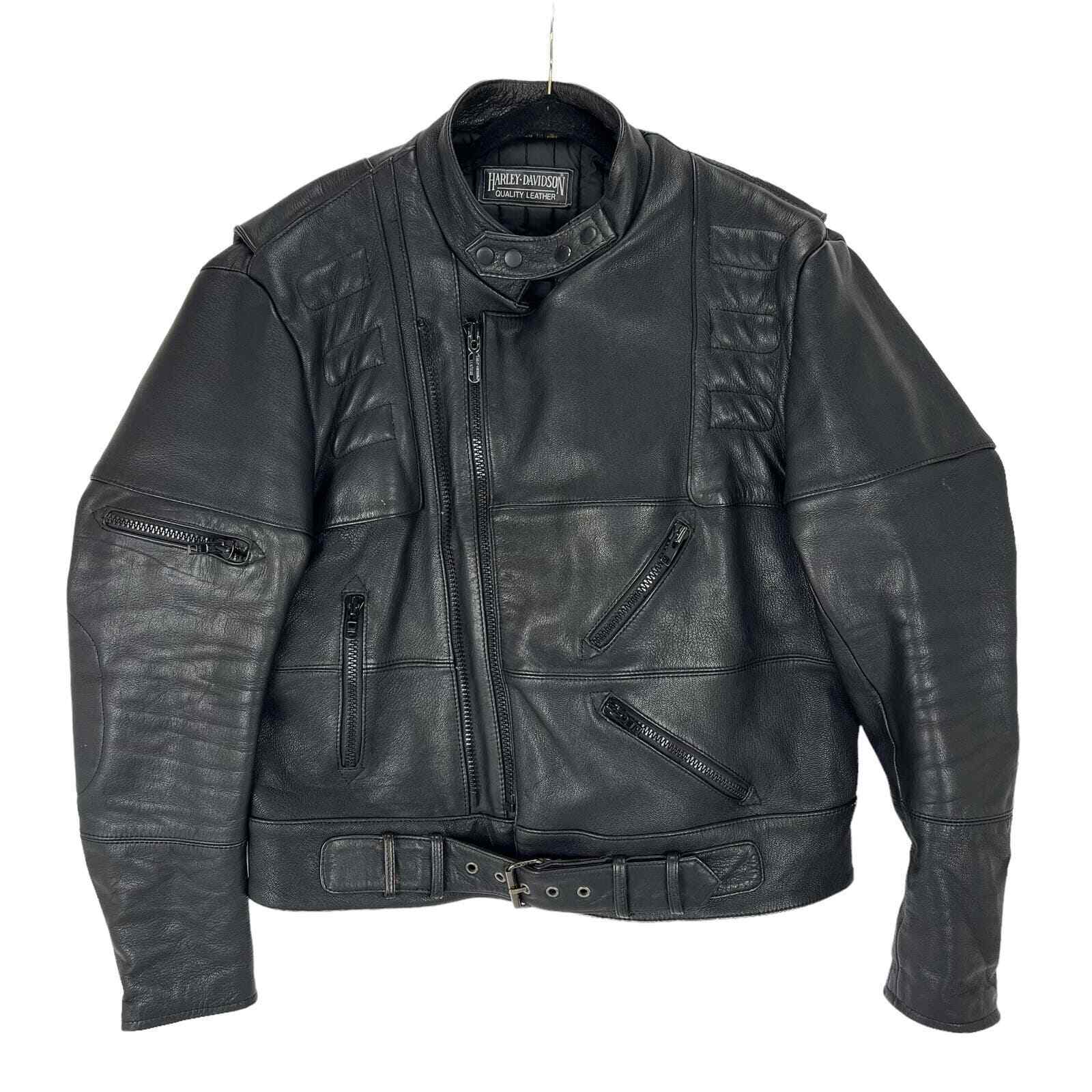 Vintage Harley Davidson Black Leather Jacket Size 48