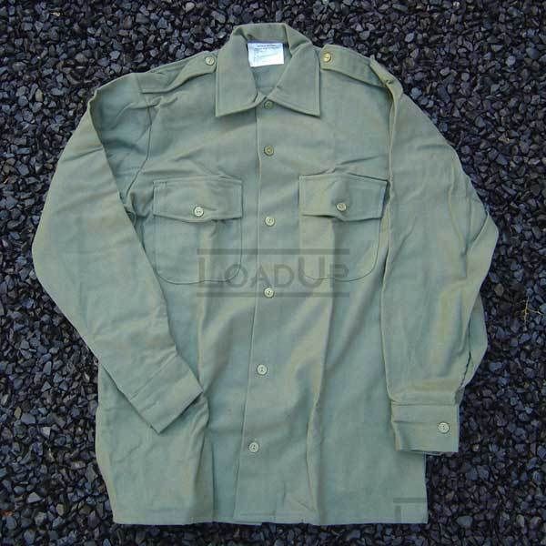 Vintage British Military M37 WOOL L/S SHIRT Olive 38cm 44-Chest NEW