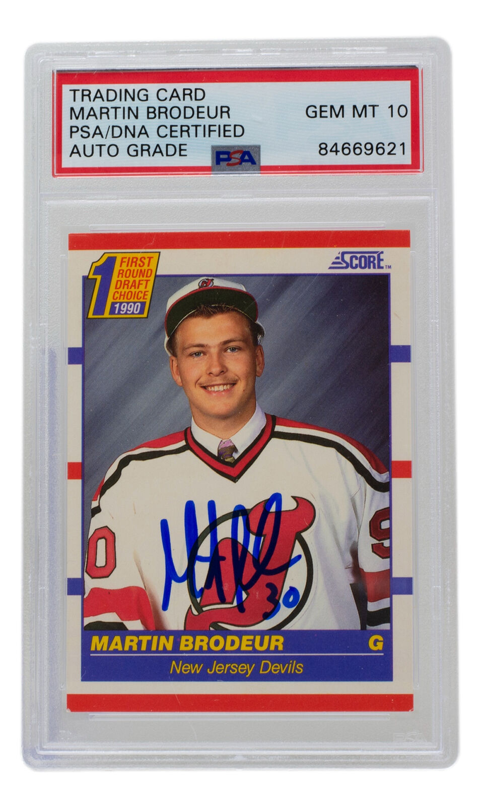 Martin Brodeur Signed 1990 Score New Jersey Devils Rookie Card #439 PSA/DNA