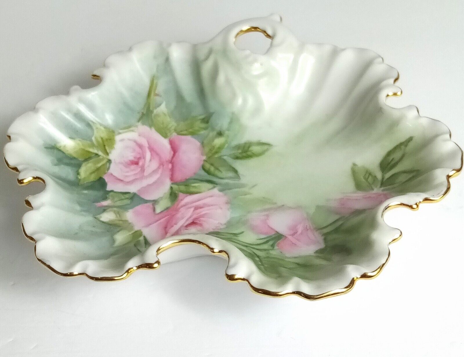 1961 Vintage Handcrafted Rose Design Hand Painted Candy ,Trinket dish 