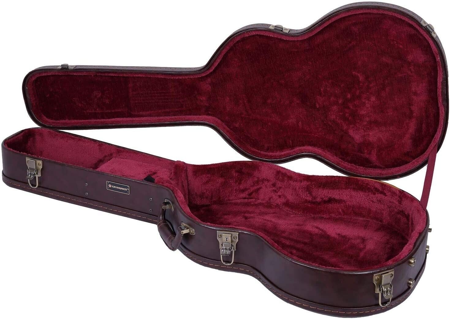 Crossrock 4/4 Full Size Classical Guitar Case, Arch-top Vintage Brown Hardshell