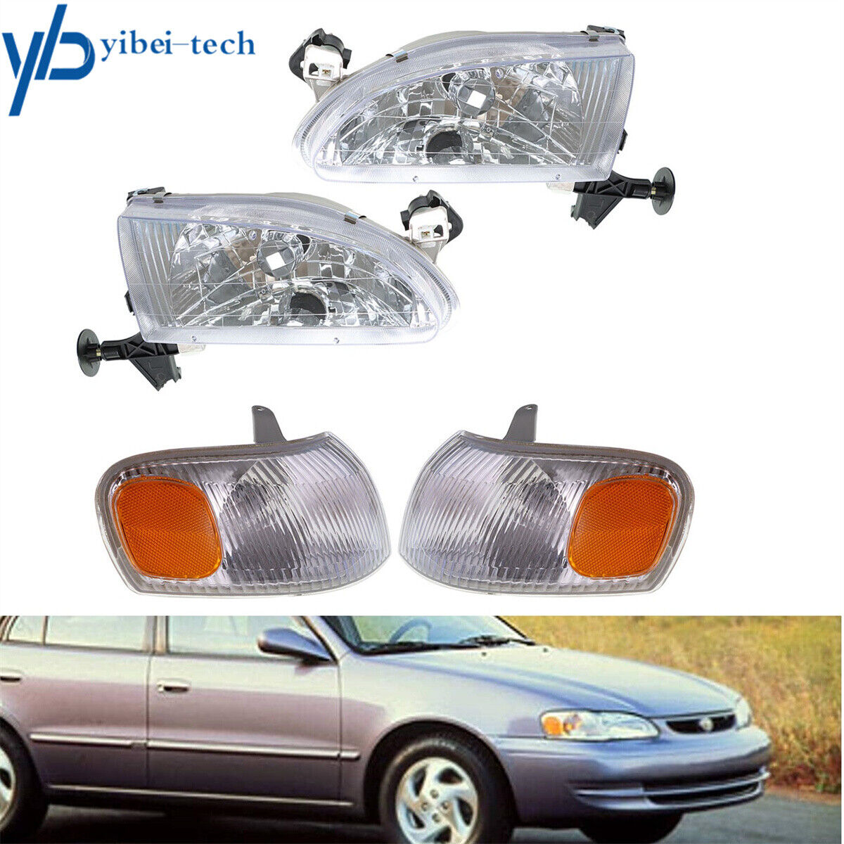 For 1998 1999 2000 Toyota Corolla Headlights Headlamp Corner Parking Lights Kit