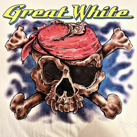 Vtg Great White Music Band Cotton All Size Unisex White Shirt J824