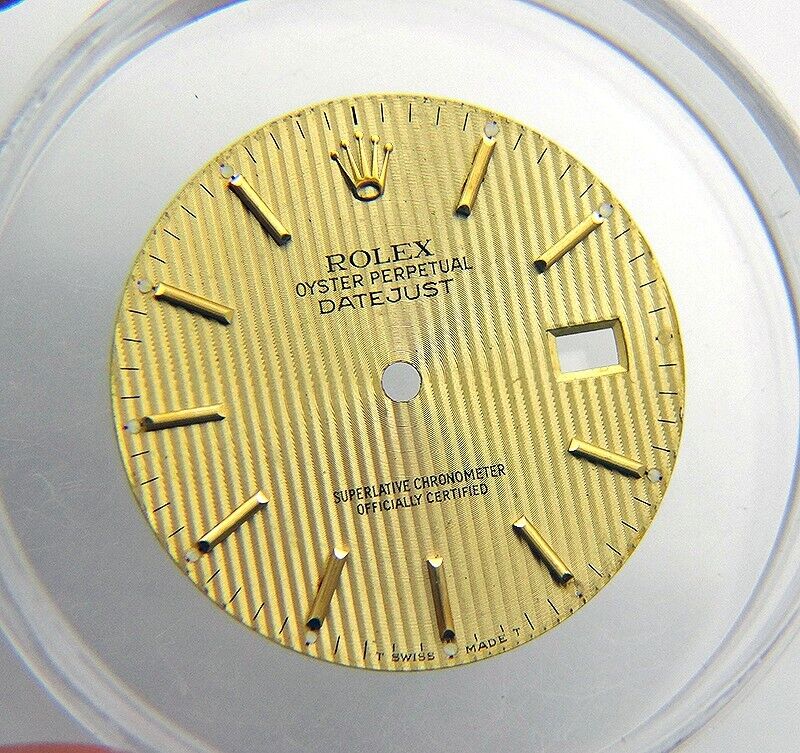 Vintage Genuine Rolex Datejust 16013 16203 Champagne & Yellow Gold Tapestry Dial