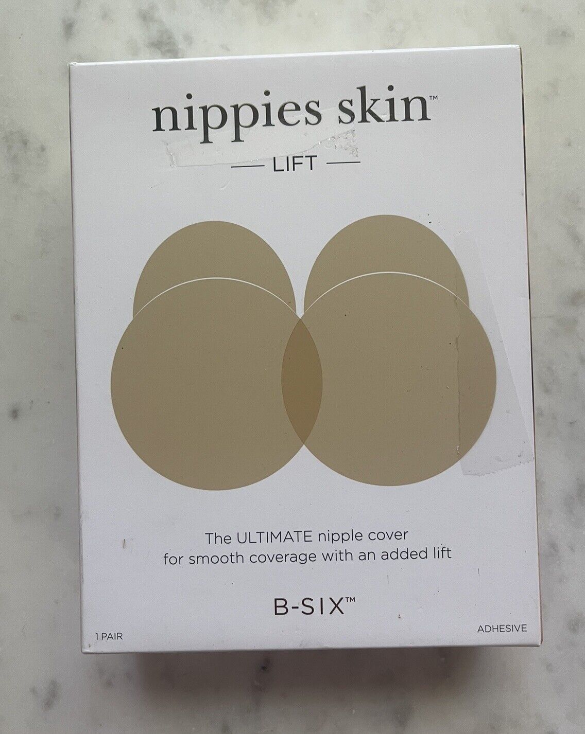 Nippies Skin LIFT B-SIX Adhesive Silicon Size 2- L/XL D+ Cup 4” CREME COLOR