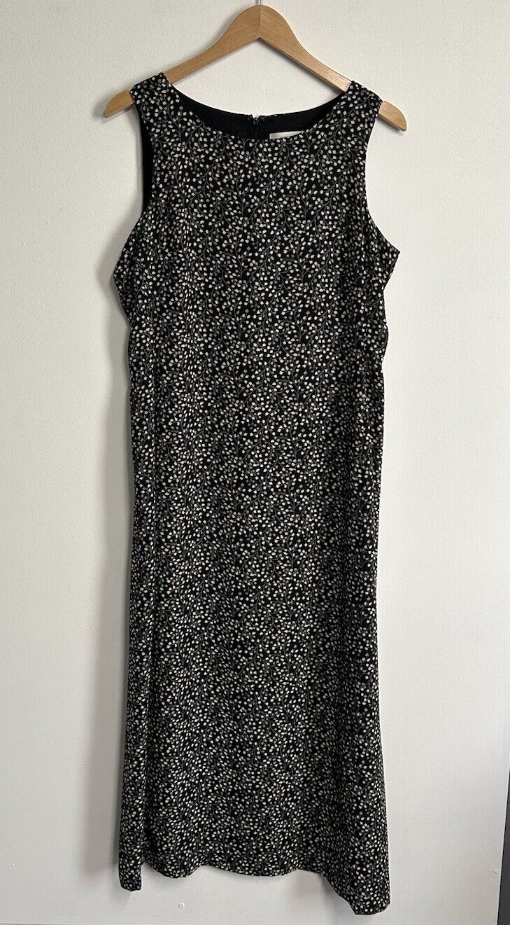 Vintage Casual Corner Annex Women’s Size 14 Black Floral Maxi Dress Sleeveless