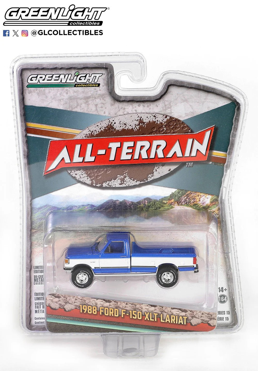 1988 Ford F-150 XLT Lariat Two-Tone Blue and White Greenlight Collectibles