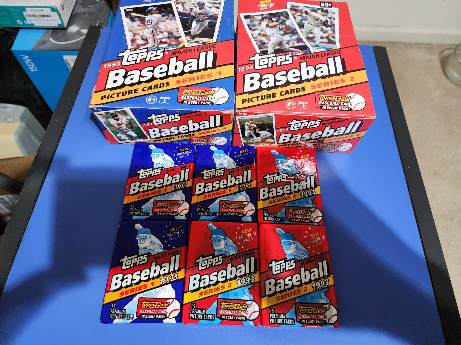 Six Unopened 1993 Topps Series 1 & 2 Baseball Card Packs (Possible Jeter RC)