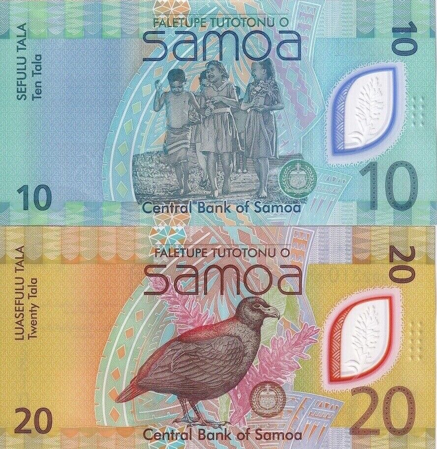Samoa SET 2 UNC 10 20 Tala ND 2023 2024 P 48 49 Polymer