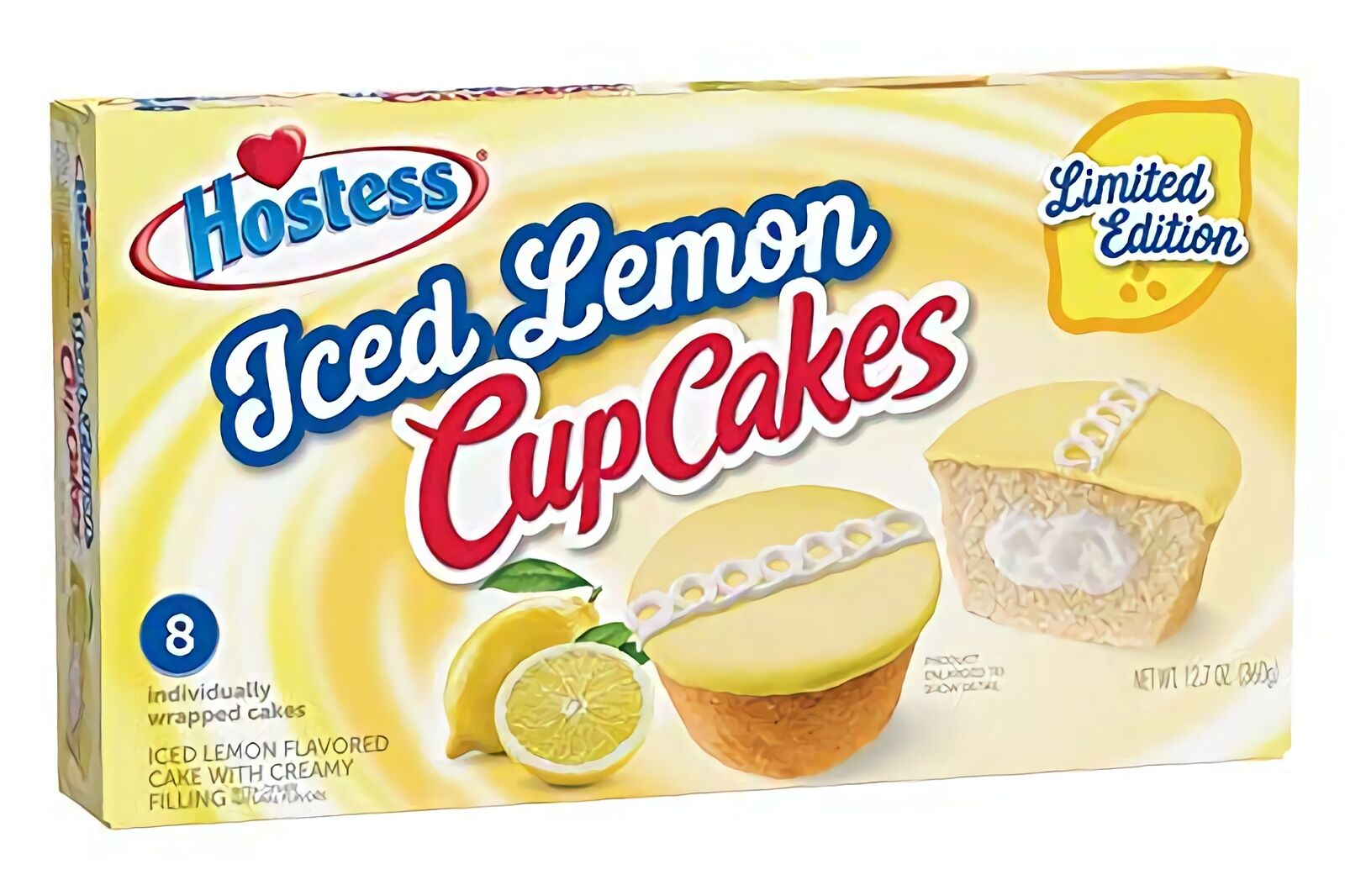 Hostess CupCakes [One 8 Count Package] (Iced Lemon)