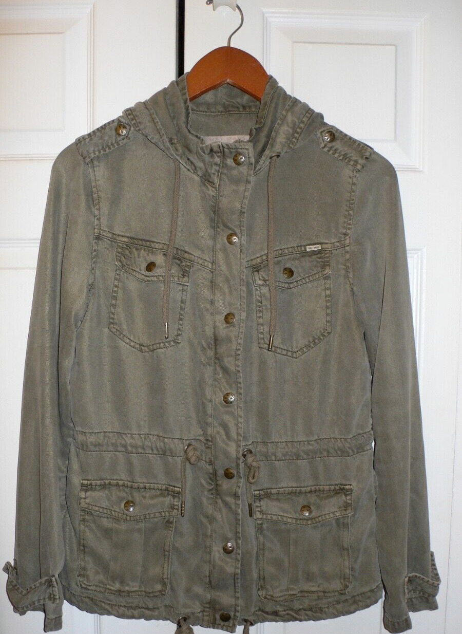 Max Studio Max Jeans Olive Green Utility Jacket Coat Women\'s S Small Very Nice