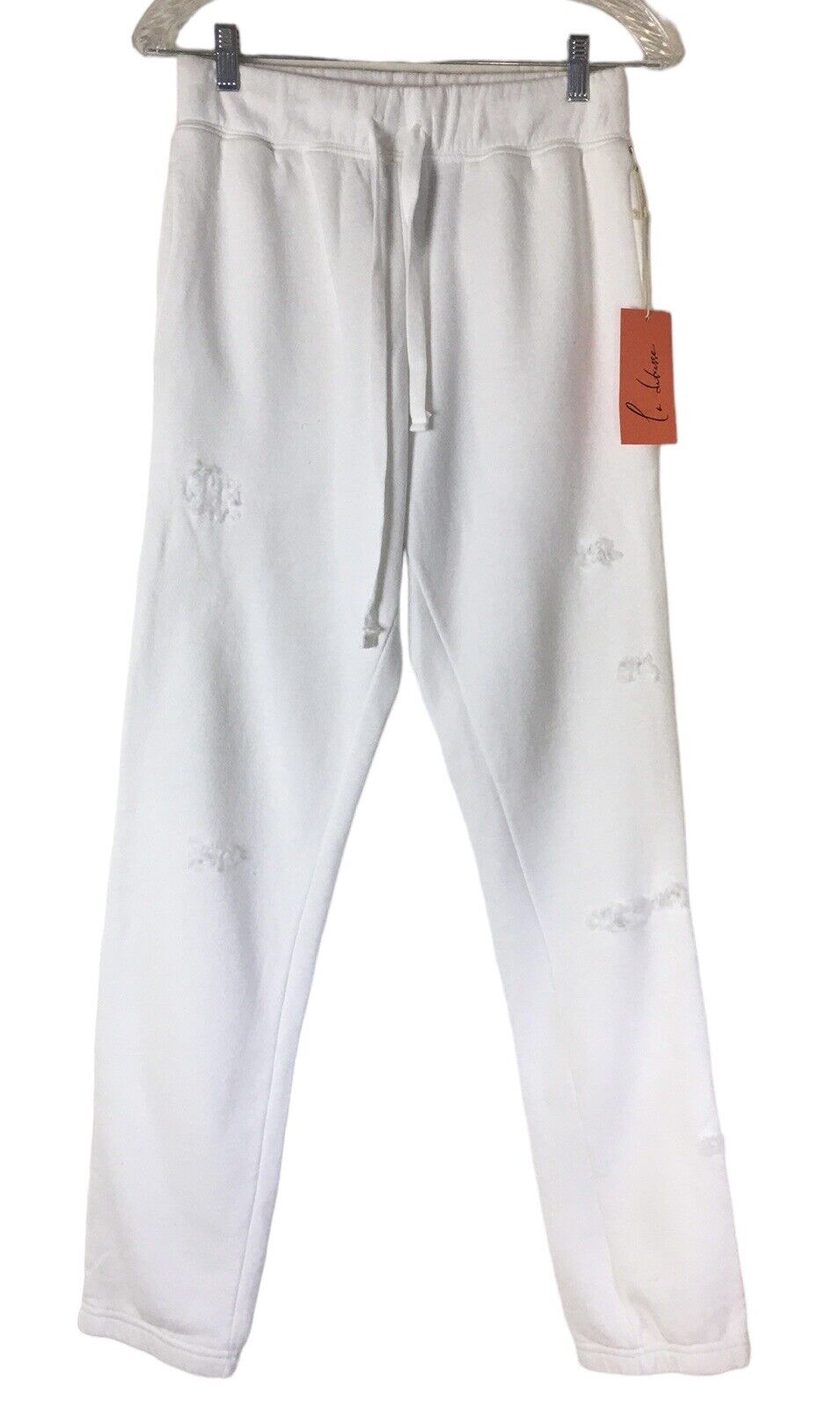 NEW La Detresse White Distressed Sweatpants Size XS Streetwear NWT