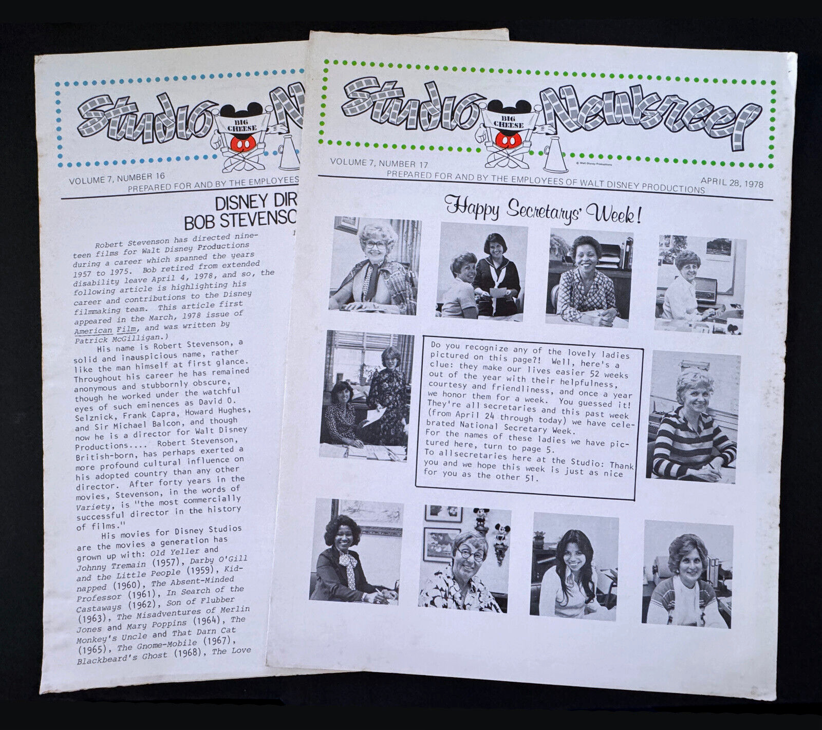 Vintage Walt Disney Studios Newsreel Employee Newsletter Apr 1978 Lot 2 Issues