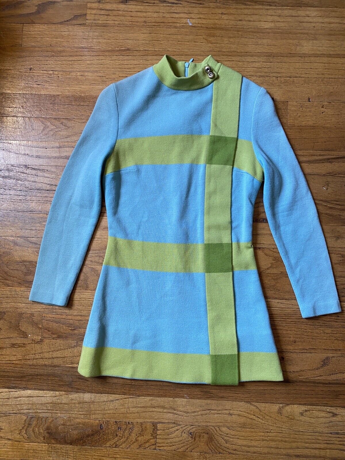 Vintage Francesca for Damon Mod Shirt Dress 100% Wool Size 6 Retro 60s 70s Italy