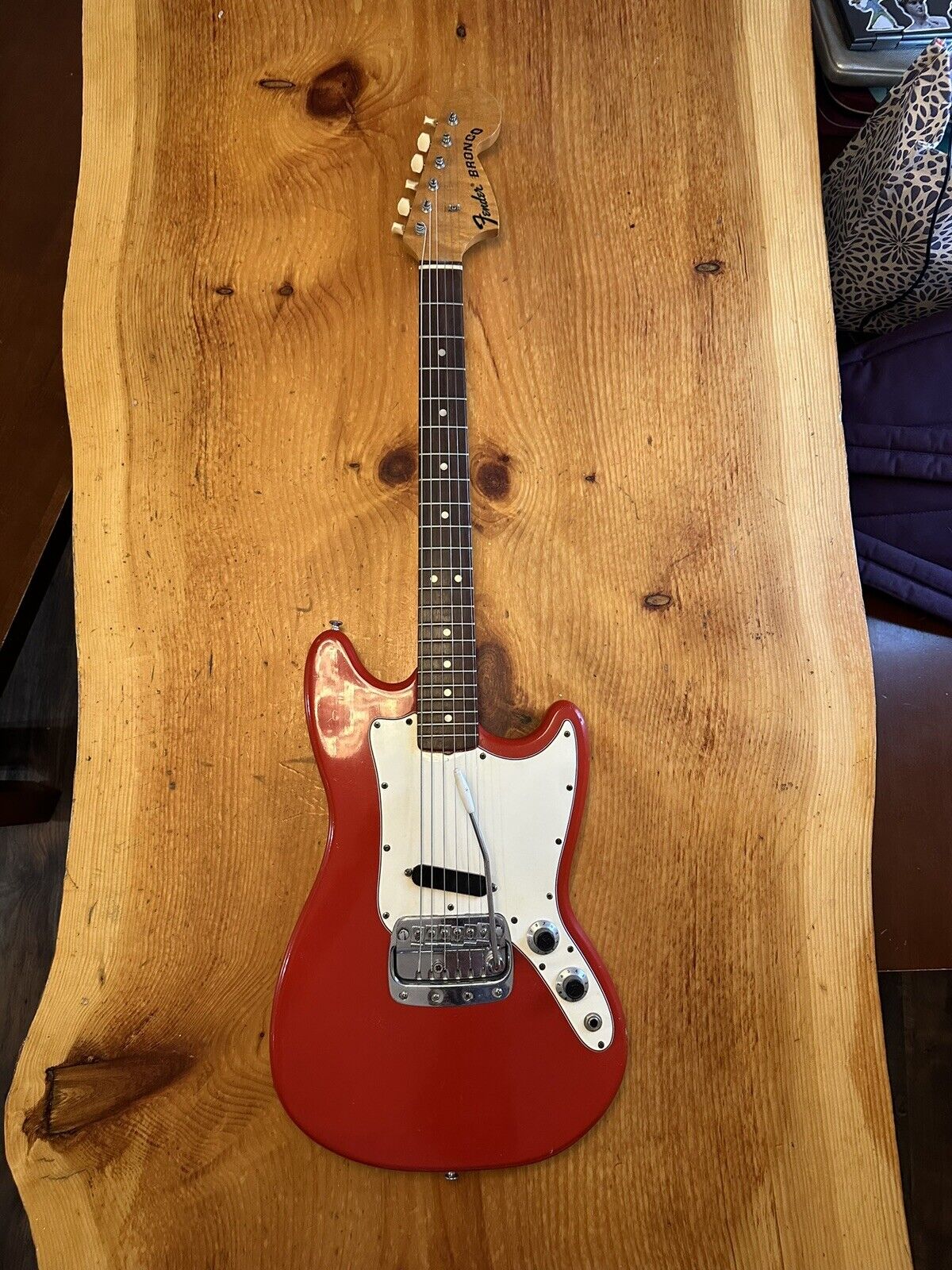 1968 Fender Bronco Fiesta Red W/Beautiful Figured Neck