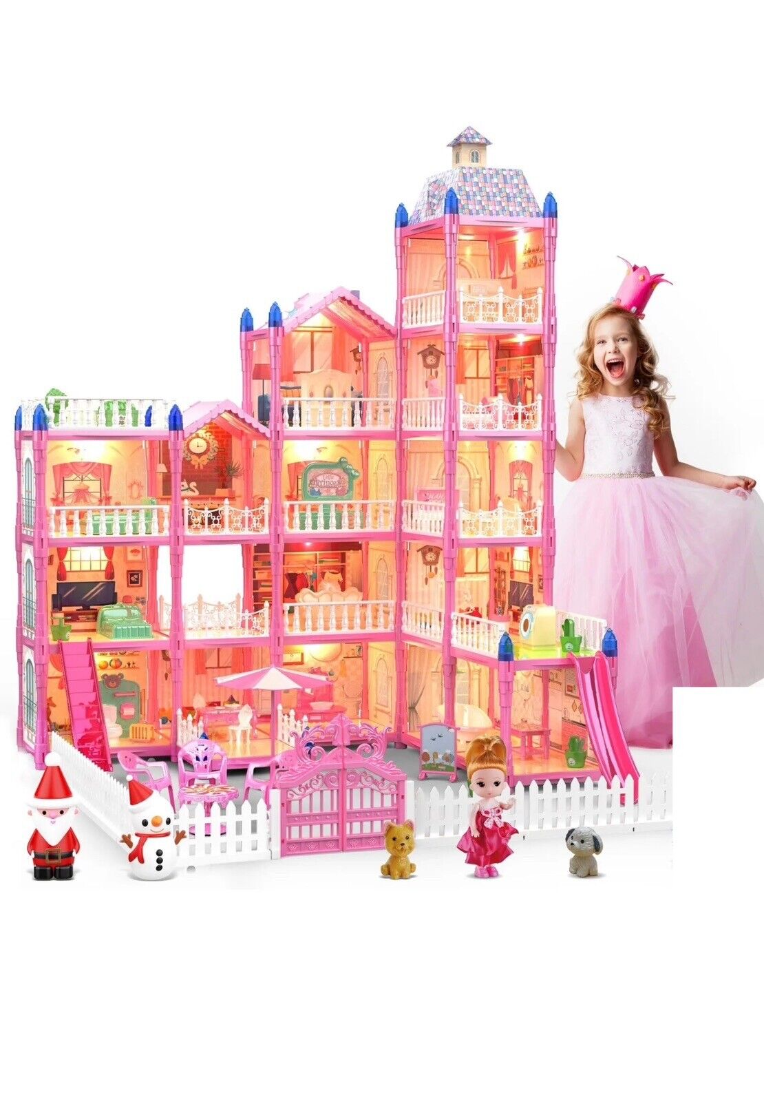 Big Doll House Girl Toys Dream Dollhouse 5-Story 15 Rooms Playhouse *READ*