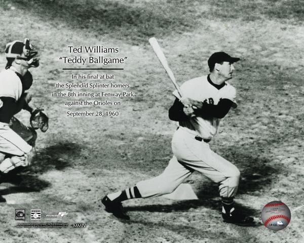 TED WILLIAMS BOSTON RED SOX LAST ATBAT HOME RUN SEP 28, 1960 8X10 PHOTO LICENSED