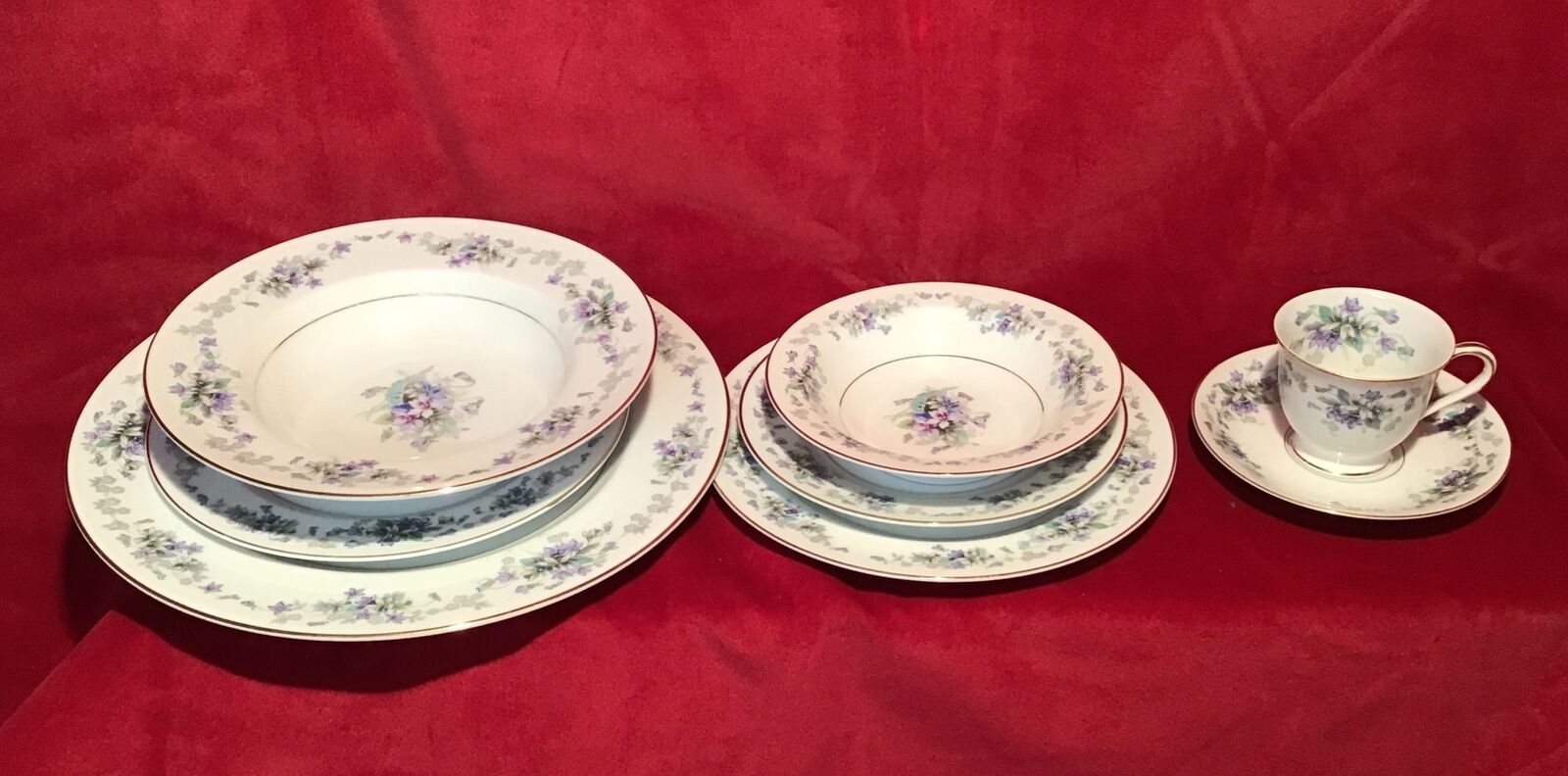 Noritake “Violette” 7-piece Set . 6 Place Settings Available. Cups Are Small -K6
