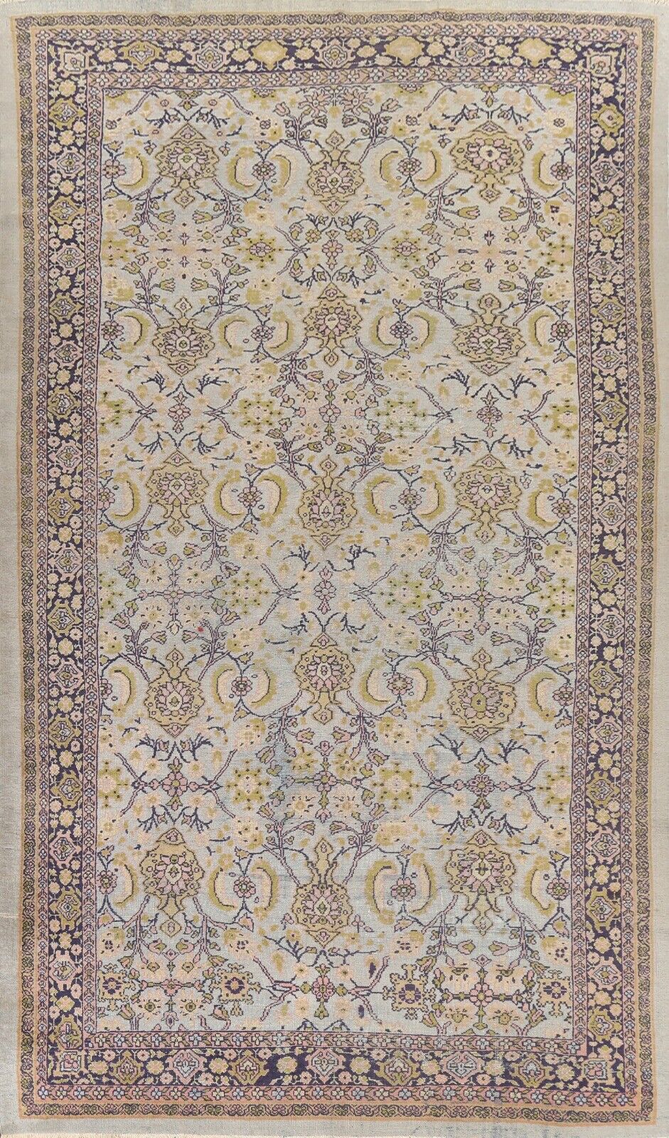 Pre-1900 Antique Vegetable Dye Sultanabad Area Rug Hand-knotted LIGHT BLUE 8x13