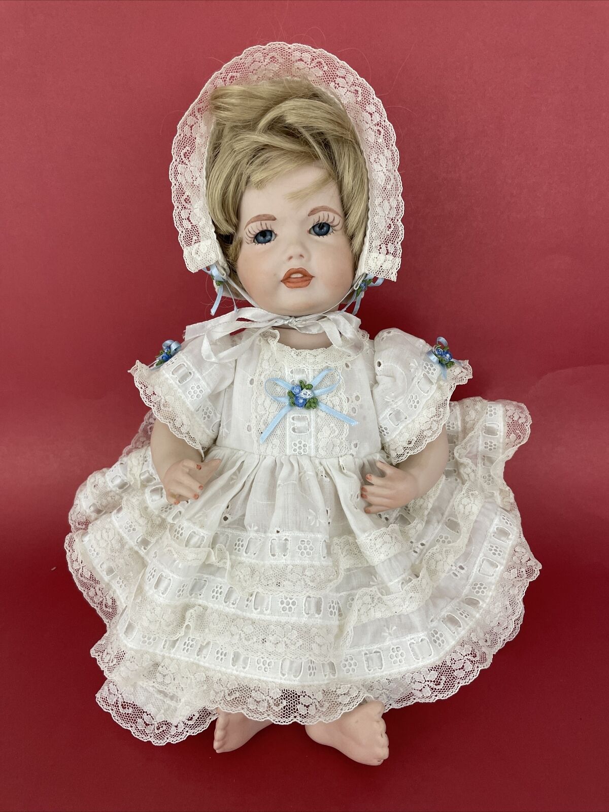 Vtg Repro 1982 JDK Kestner Hilda Bisque Porcelain Baby Doll Jointed Eyelash 12\