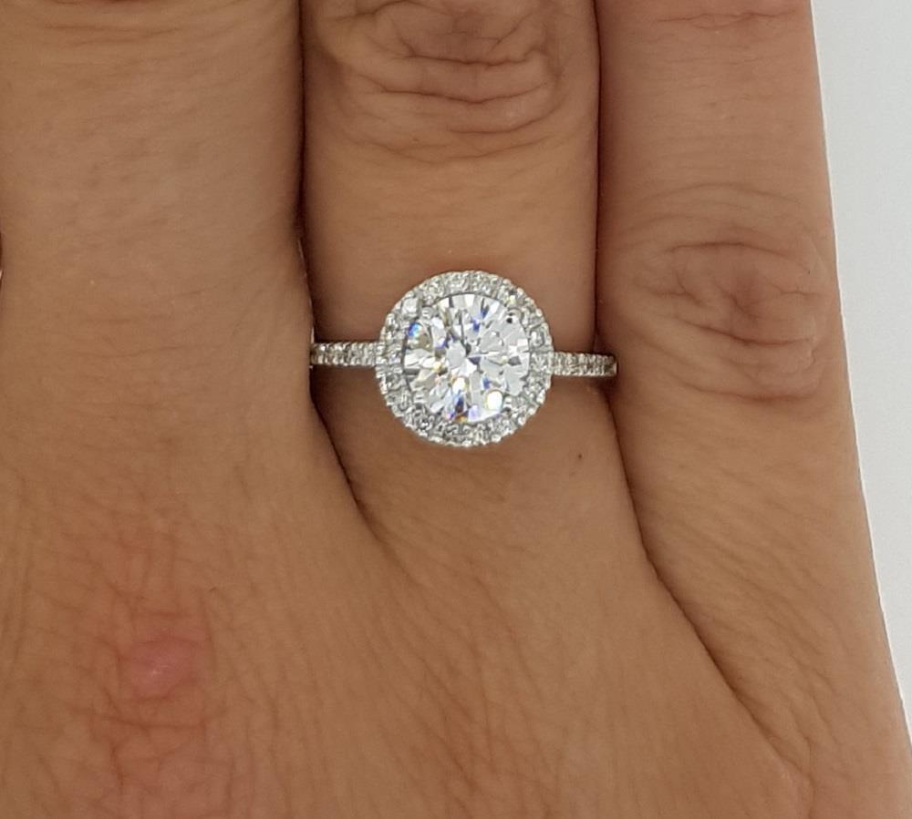 3 Ct Pave Halo Round Cut Diamond Engagement Ring VS1 H White Gold 14k