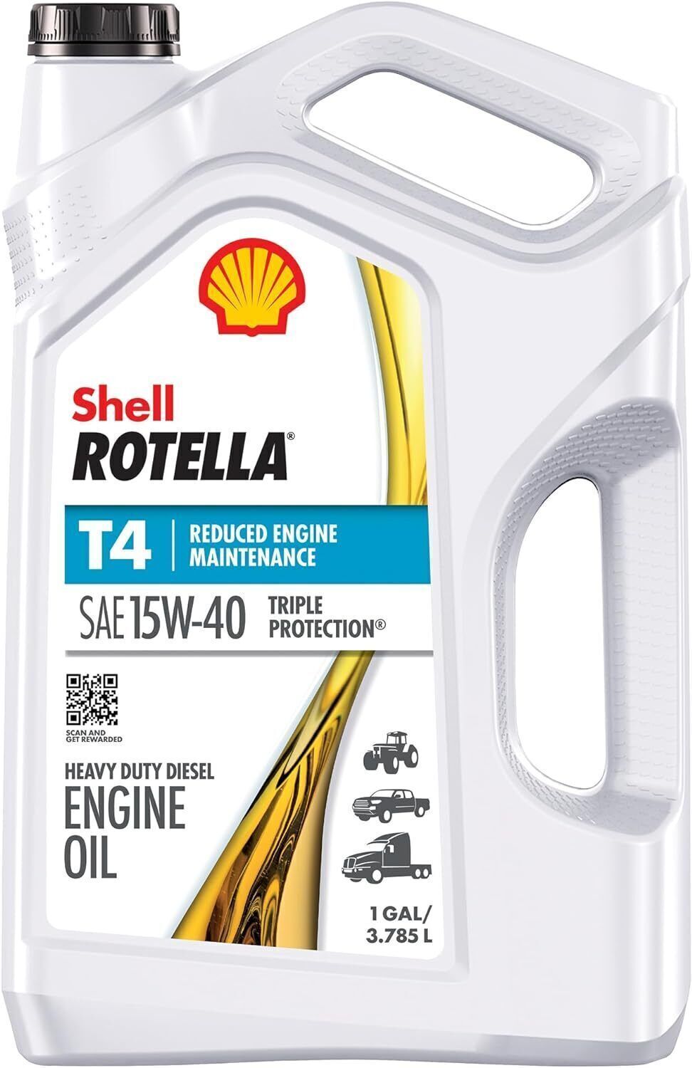 Shell Rotella T4 Full Synthetic 15W-40 Diesel Engine Oil (1 Gallon, Case of 3)