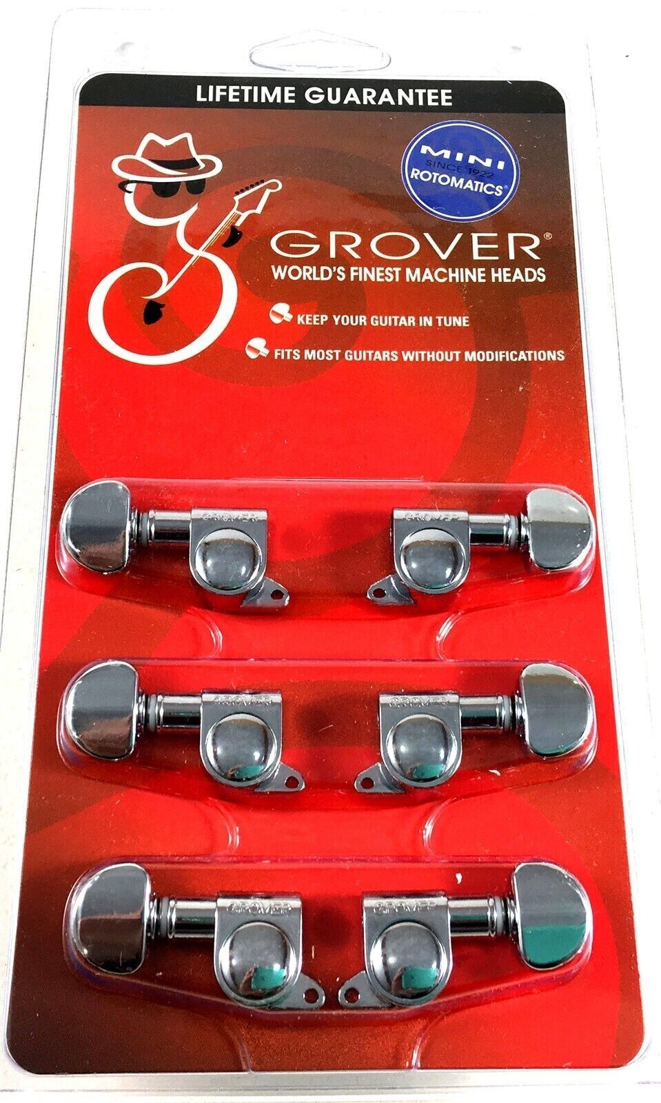 Grover Mini RotoMatics Machine Heads Tuners 205C Chrome 3+3 Lifetime Guarantee