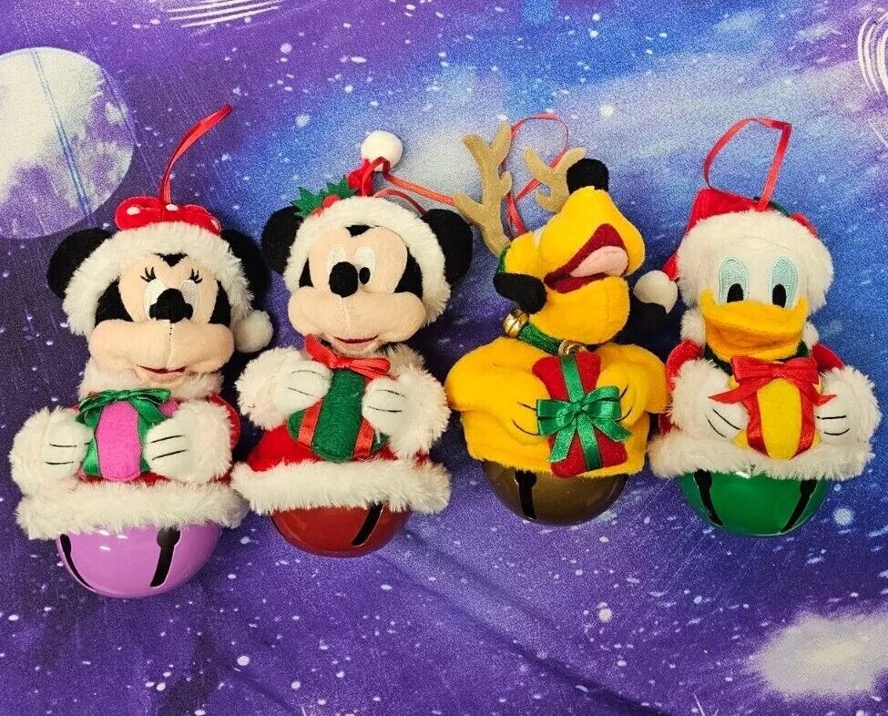 Minnie Mickey Mouse Pluto Donald Christmas Ornaments Plush Jingle Bell Disney 7\