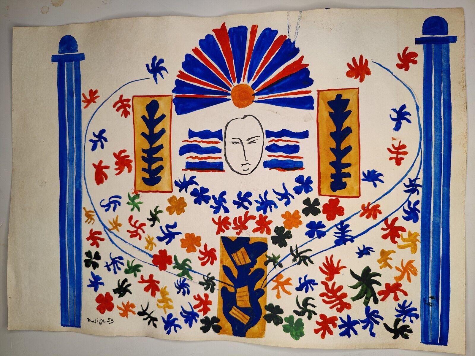 Henri Matisse Painting Drawing Vintage Sketch Paper Signed Stamped