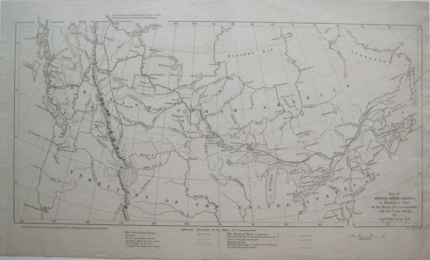 Original 1852 John Arrowsmith Map BRITISH NORTH AMERICA Water Routes Forts Roads