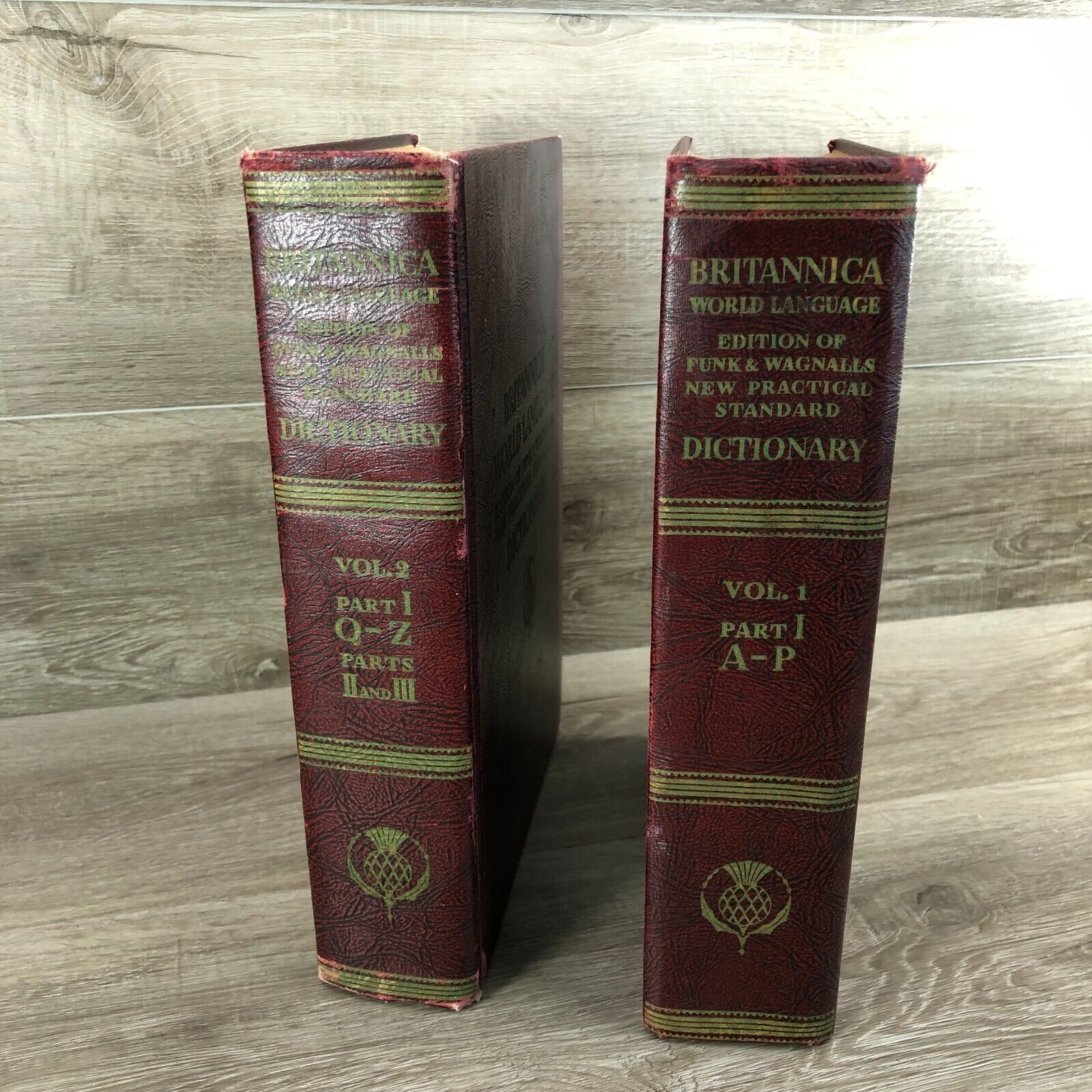 Vintage 1956 Britannica World Language Dictionary 2 Volume Set A-P, Q-Z Funk &..