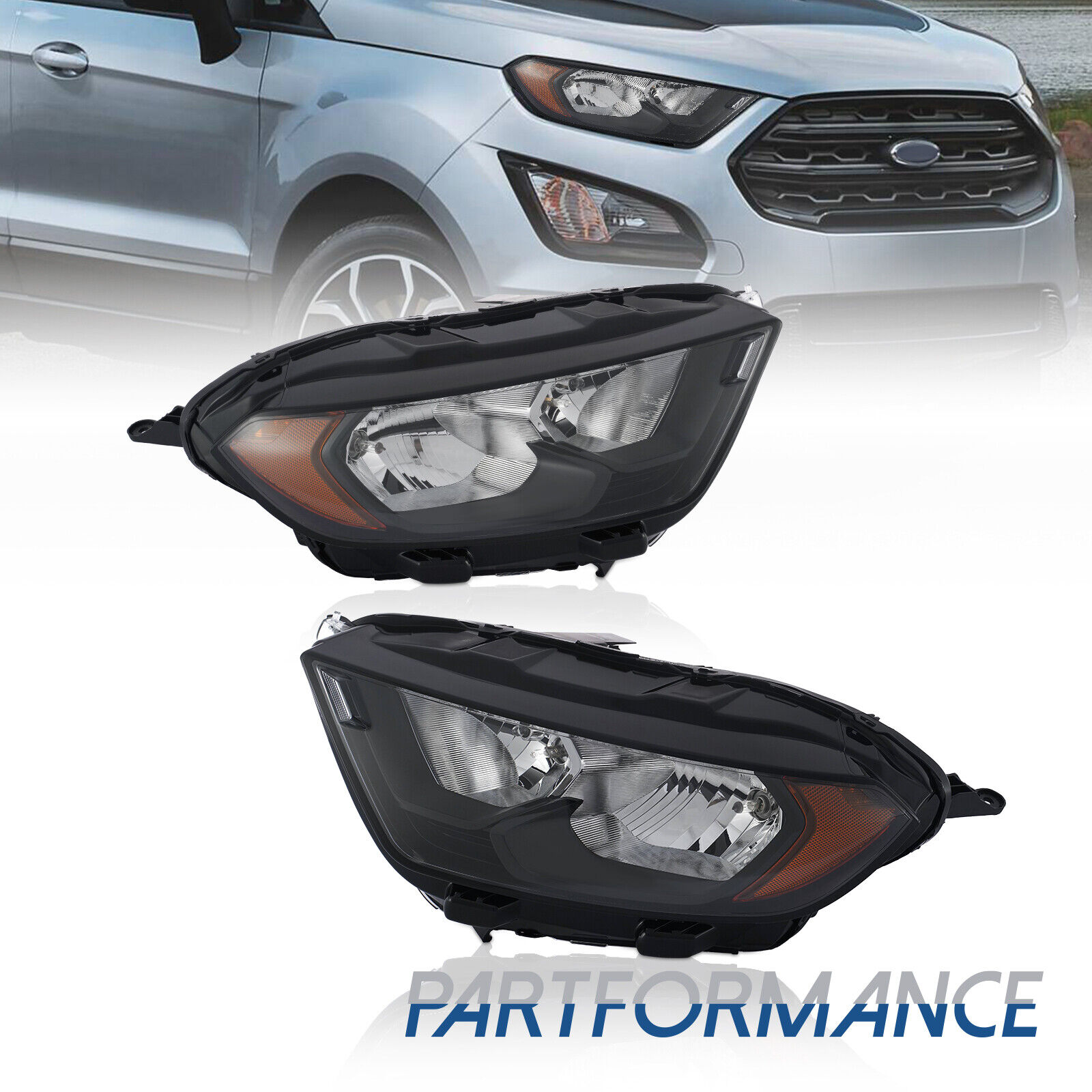 For 2018-2022 Ford EcoSport Halogen Headlight Headlamp w/ Bulb Left & Right Side