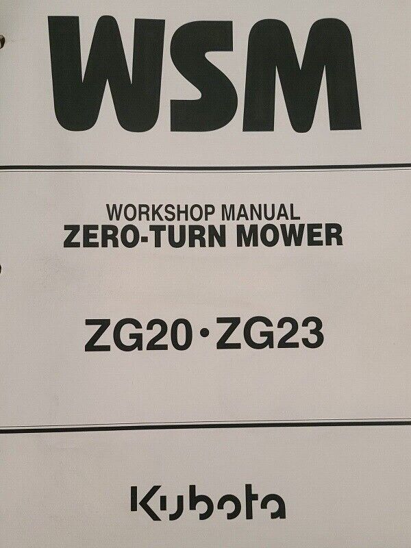 20 23 ZERO TURN Workshop Service Repair Maintenance Manual Fits Kubota ZG20 ZG23