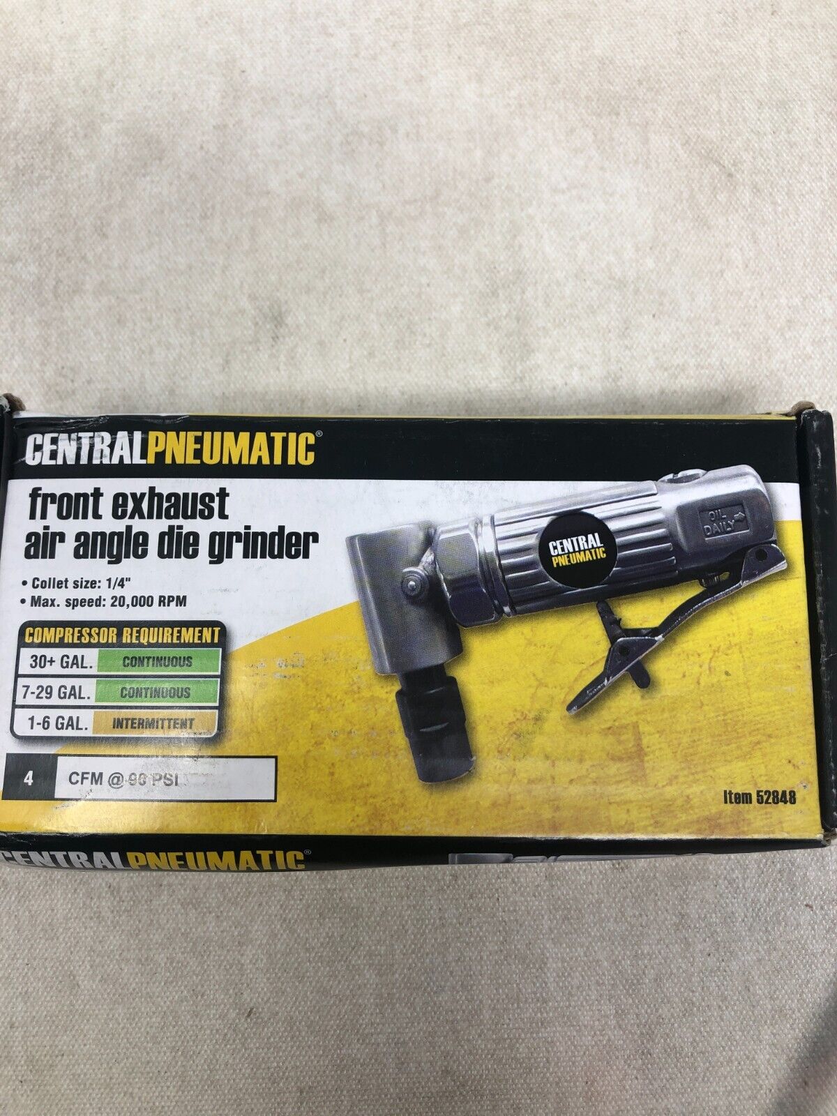 Central Pneumatic 1/4 in. Front Exhaust Right Angle Air Die Grinder #52848