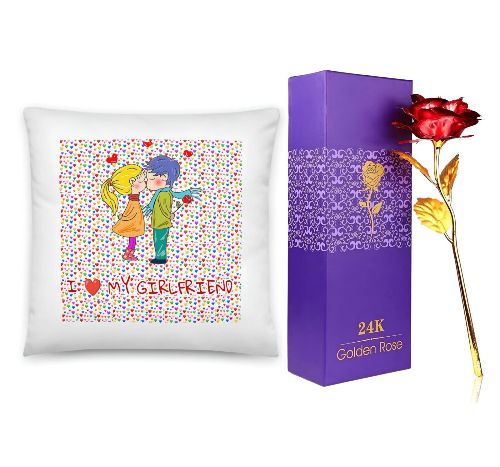 Beautiful Valentine Pillow & Rose Lovely Goft Set