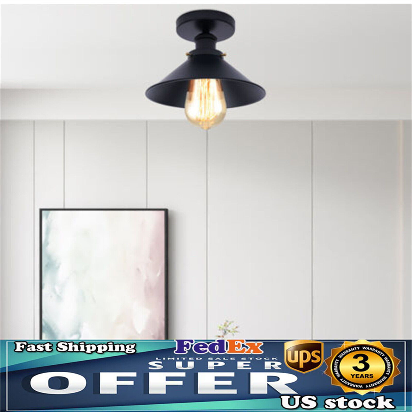 Vintage Hanging Ceiling Lamp Fixture Rustic Industrial Outdoor Pendant Light NEW