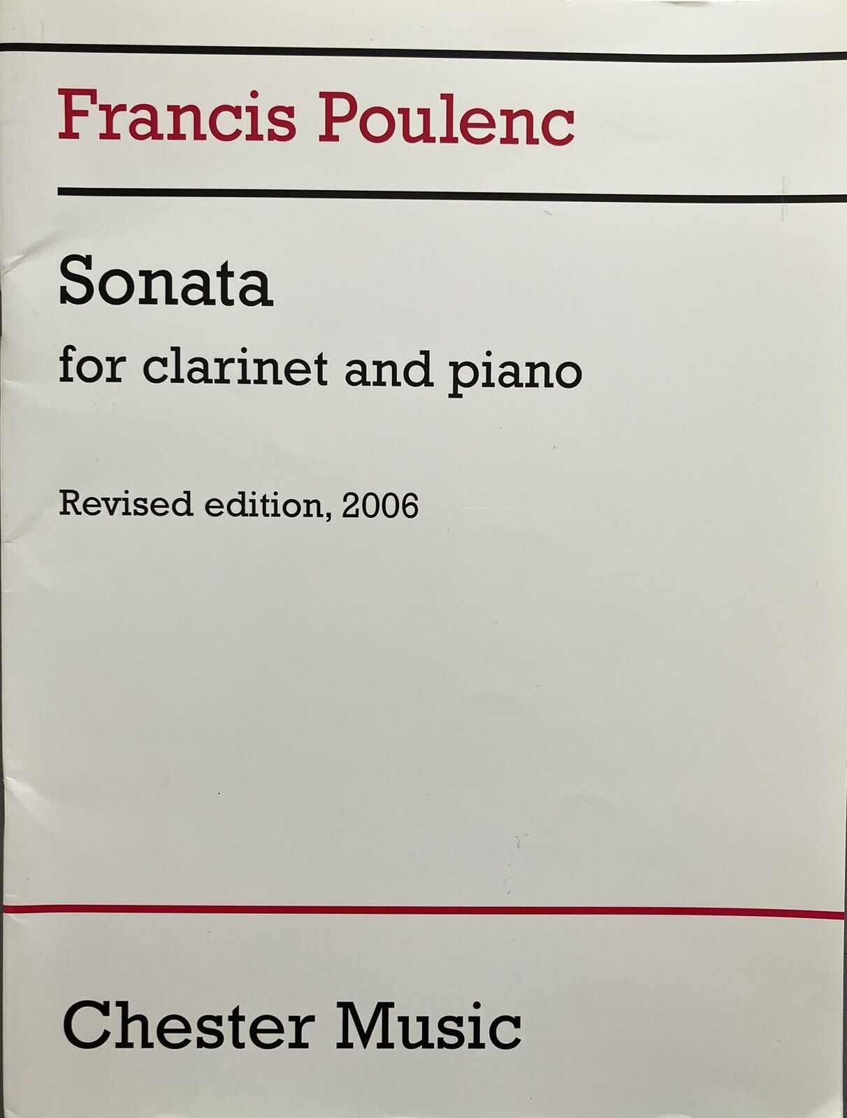 Poulenc - Sonata for Clarinet and Piano. Edition: Chester Music