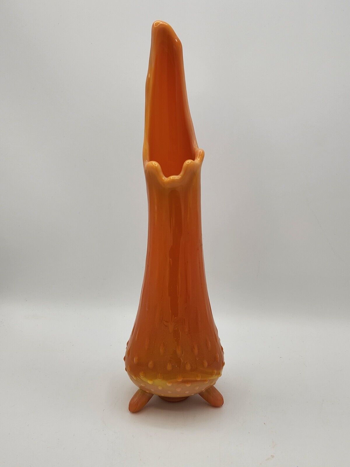 L. E. Smith Glass Bittersweet Three Toe Hobnail Vase