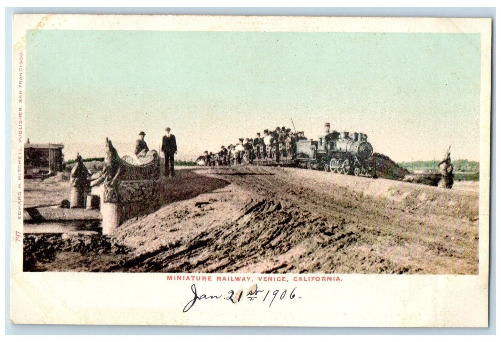 c1905 Miniature Railway Passenger Train Dirt Road Venice California CA Postcard