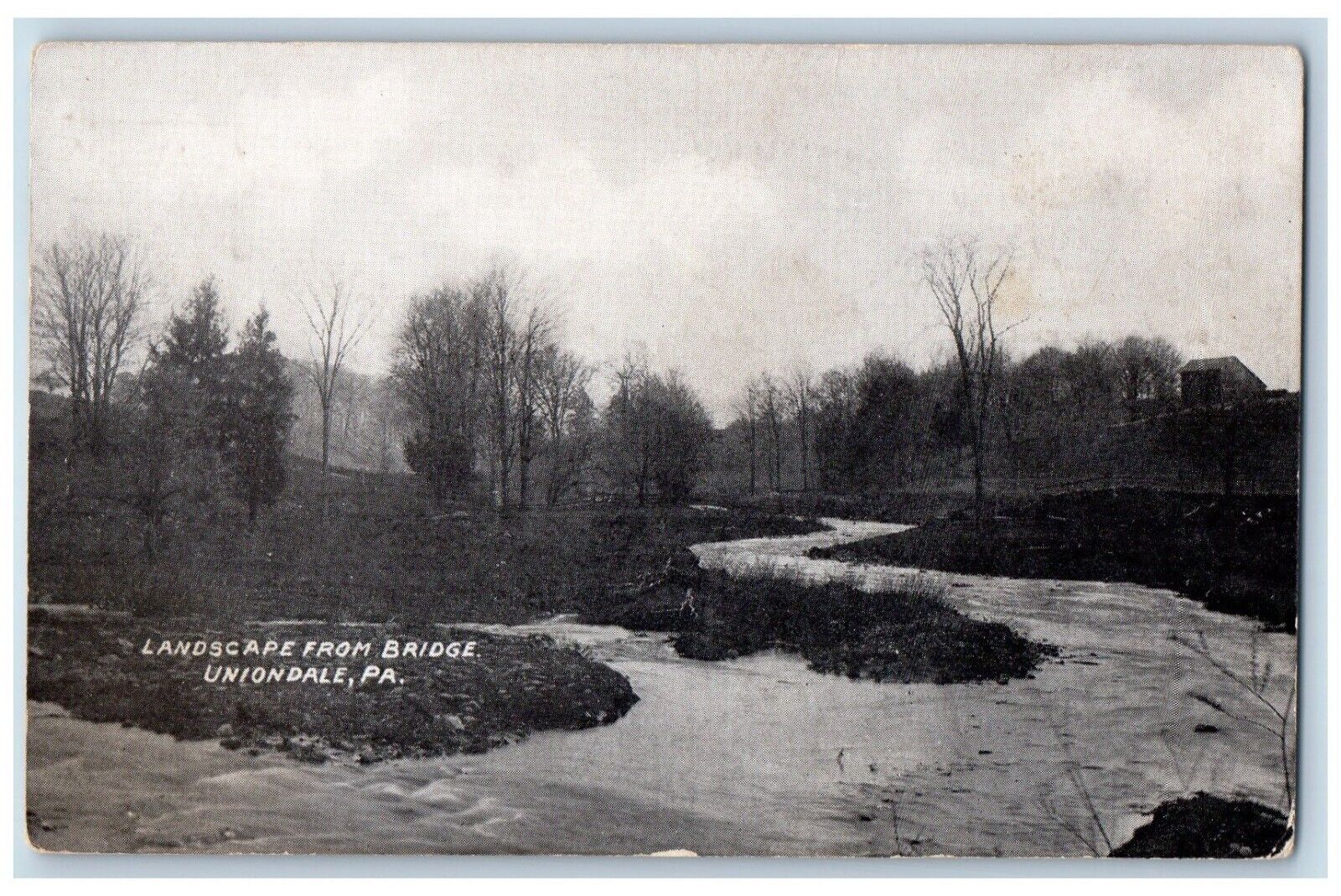 Uniondale Pennsylvania Postcard Landscape Bridge Exterior c1909 Vintage Antique