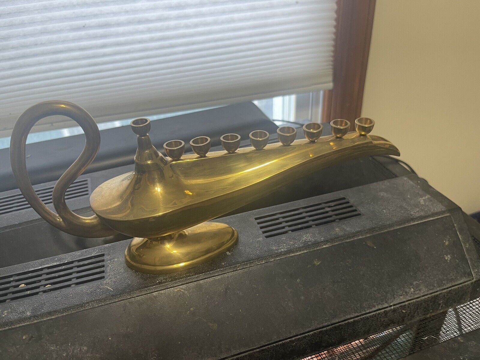 Aladdin’s Lamp brass menorah vintage