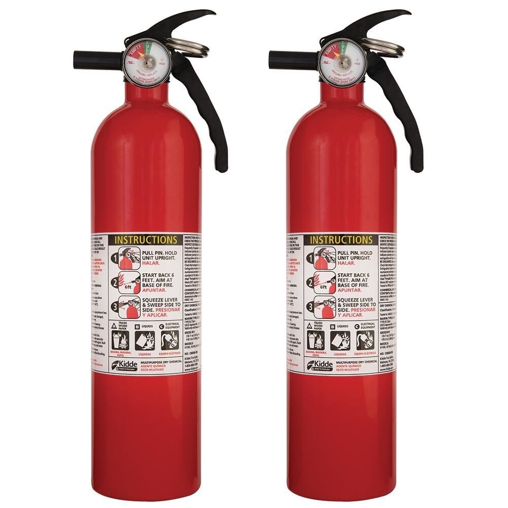 Fire Extinguisher Multi Use Home Office Shop Emergency 1-A:10-B:C Kidde 2 Pack