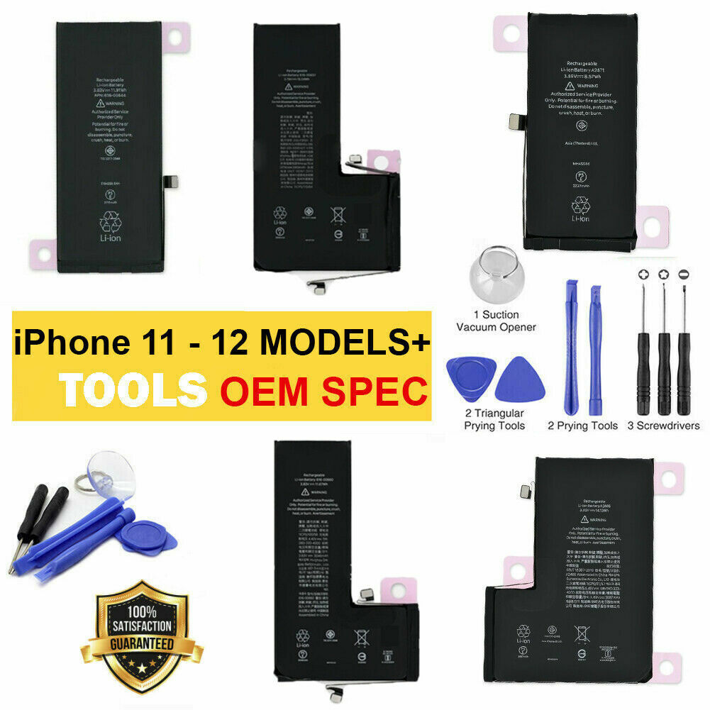 OEM SPEC Replacement Internal Battery For iPhone 11 12 Pro Max Tool Adhesive LOT
