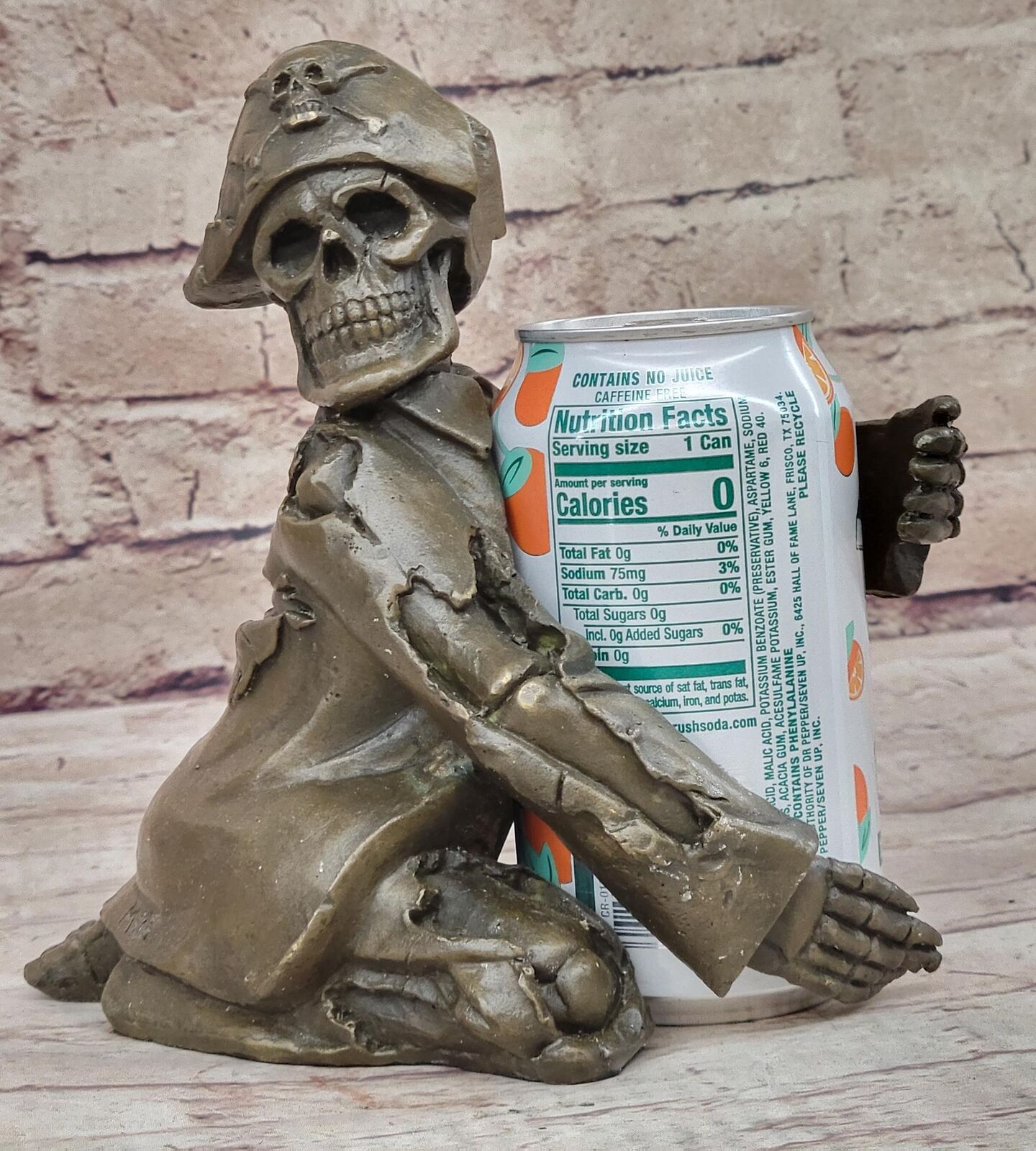 Pirate Skeleton Bottle Holder Bronze Metal Sculpture Figurine Decor Original Art