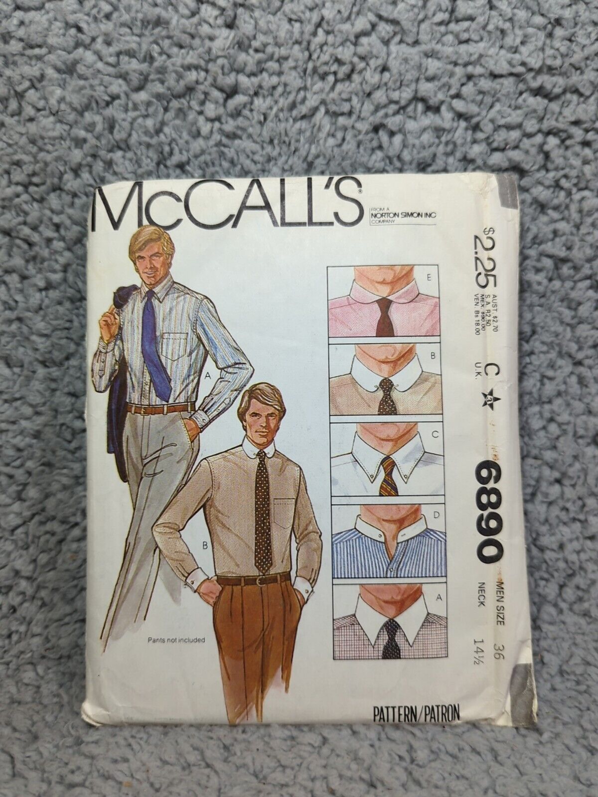 VTG 70\'s McCall\'s Pattern 6890 Men\'s Dress Shirt Long Sleeve
