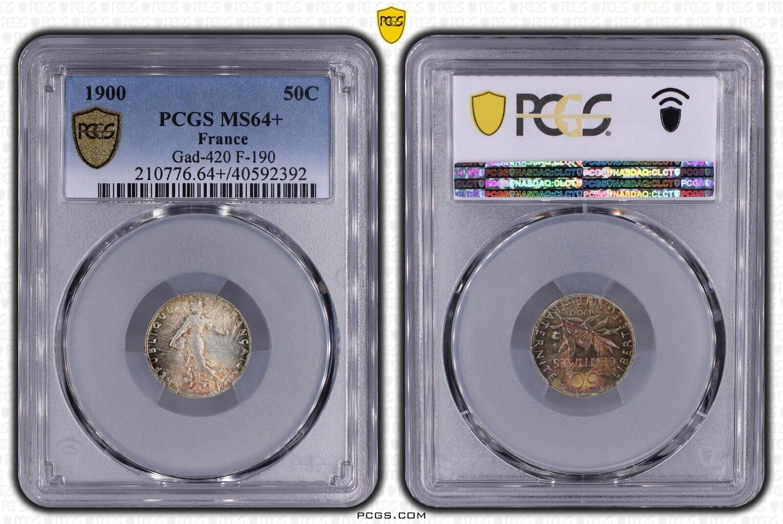 France 50 centimes semeuse 1900 Silver PCGS MS64+ Gad.420 F.190 Coin