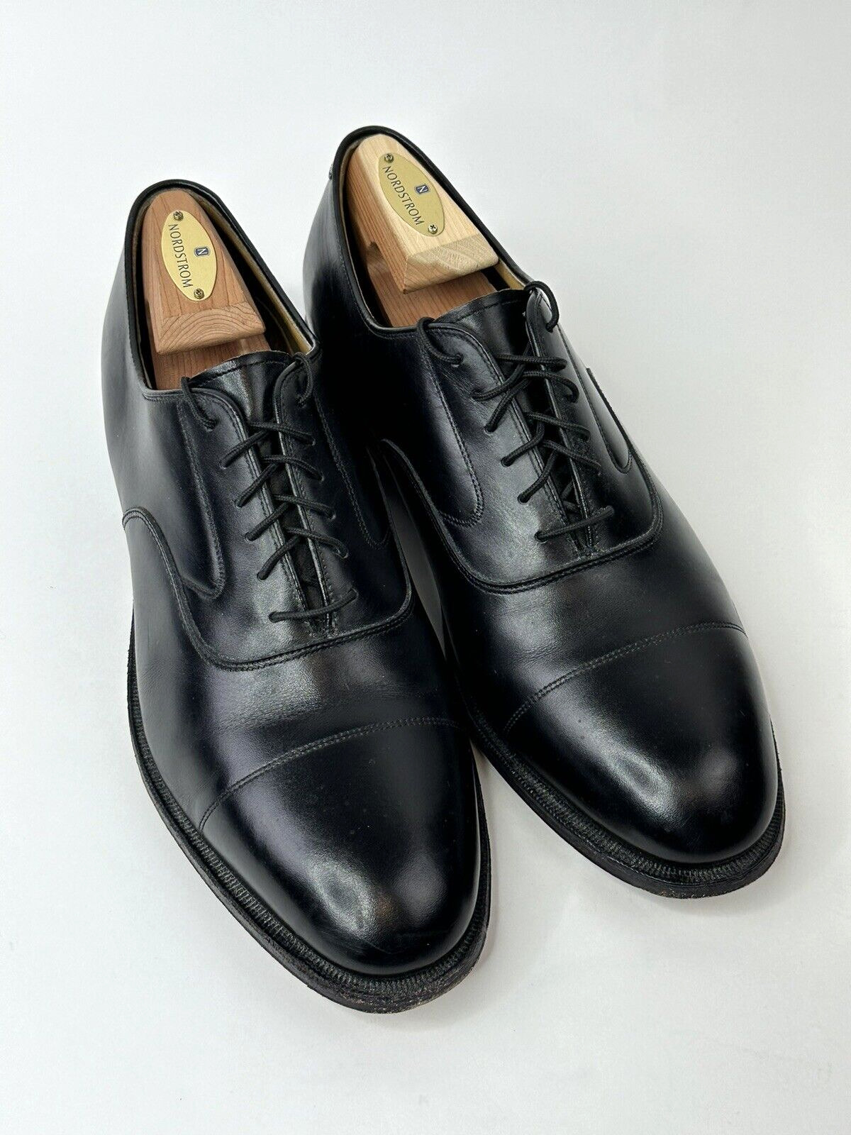 Johnston & Murphy Shoes Mens 9.5 D/B Black Hyde Park II Oxford Premium Cap Toe