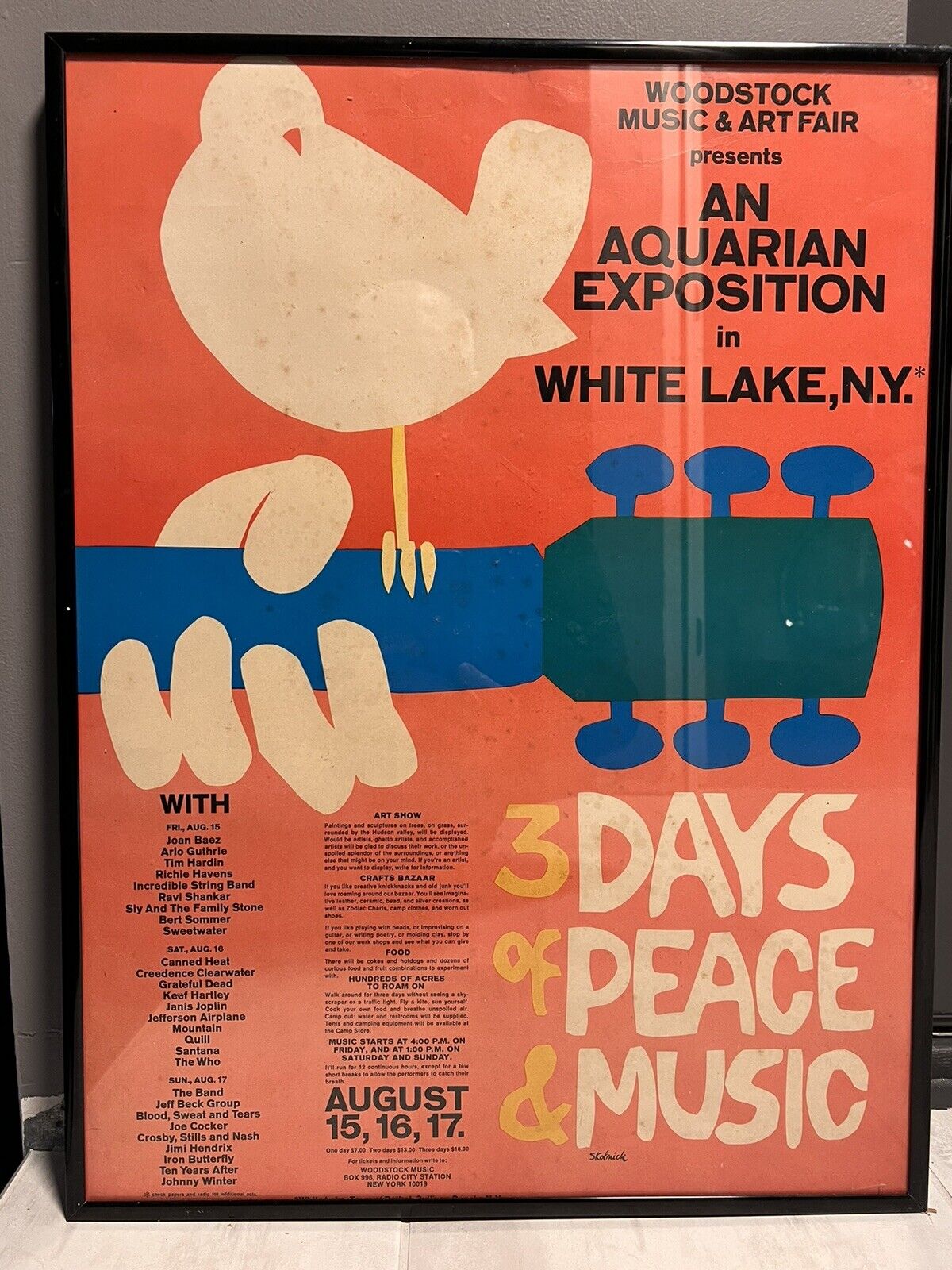 Original Woodstock 1969 Concert Poster