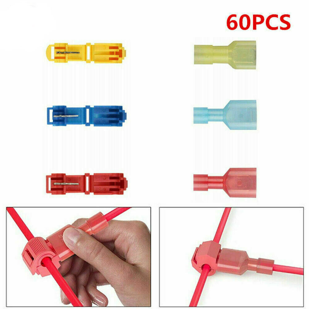 240/60pcs T-Taps Wire Connectors Quick Splice Terminals Insulated Crimp Cable