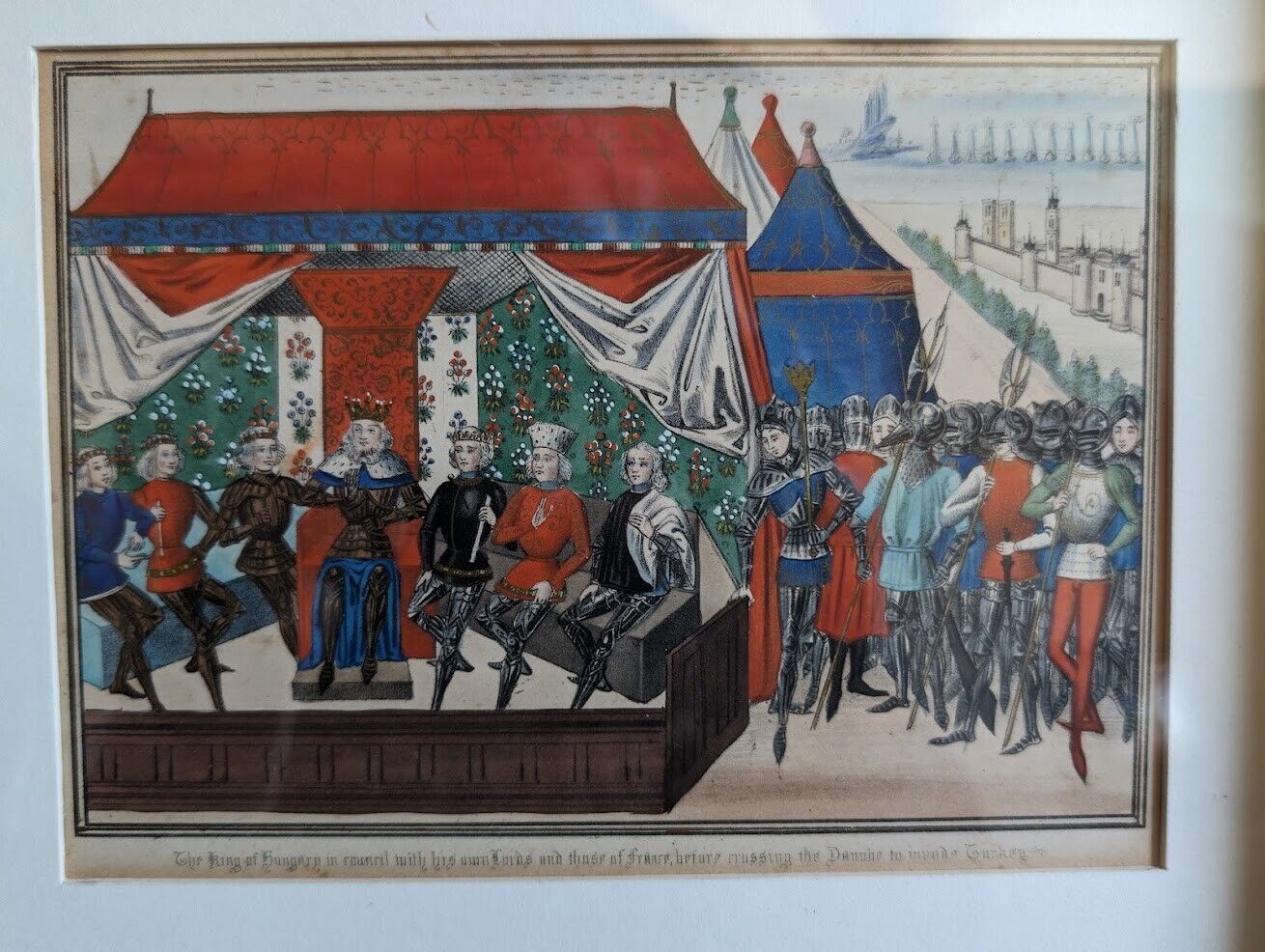 1868 Hand Colored Lithograph King of Hungary In Council - Excellent Condition